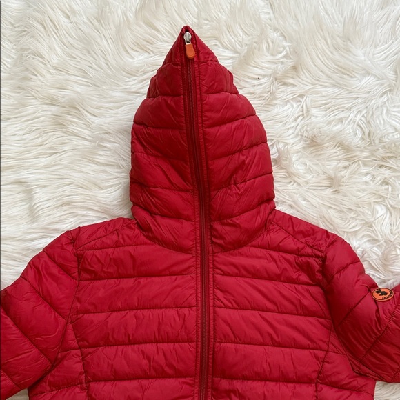 Save The Duck Classic Hooded Red Ultra Light Jacket Size 2/M - Picture 5 of 13